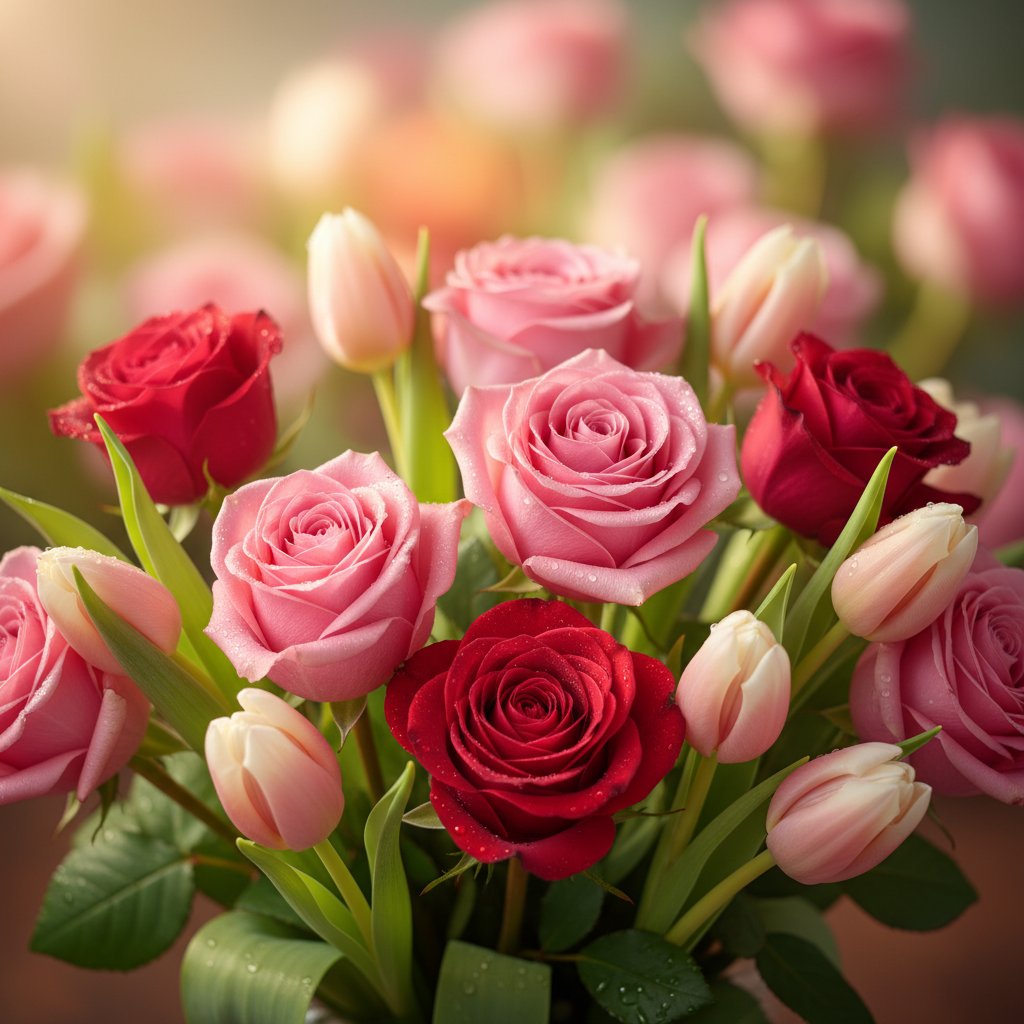 Fresh roses and tulips bouquet delivery in Singapore
